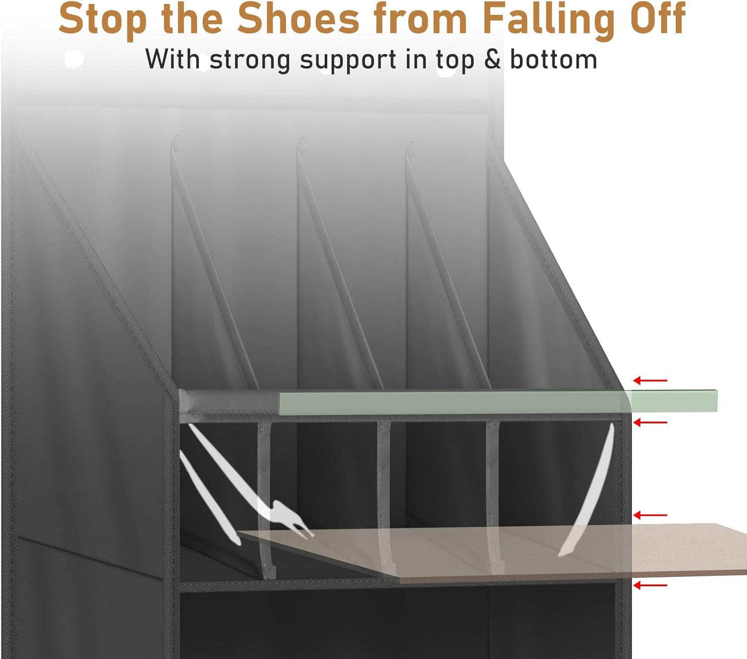 imageMISSLO 20 Pairs Over the Door Shoe Organizer for Closet Narrow Hanging Shoe Rack for Door Hanger Deep Pocket Door Shoe Holder Storage for Boots Size 13 Sneakers BlackBlack