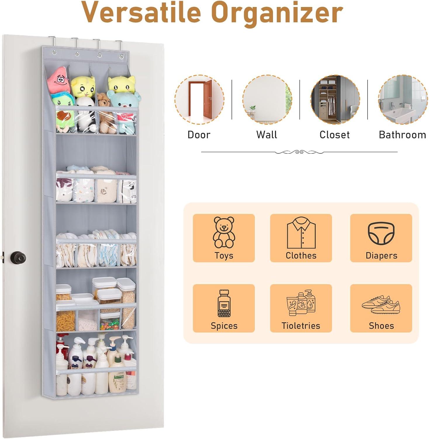 imageMISSLO 20 Pairs Over the Door Shoe Organizer for Closet Narrow Hanging Shoe Rack for Door Hanger Deep Pocket Door Shoe Holder Storage for Boots Size 13 Sneakers BlackGrey