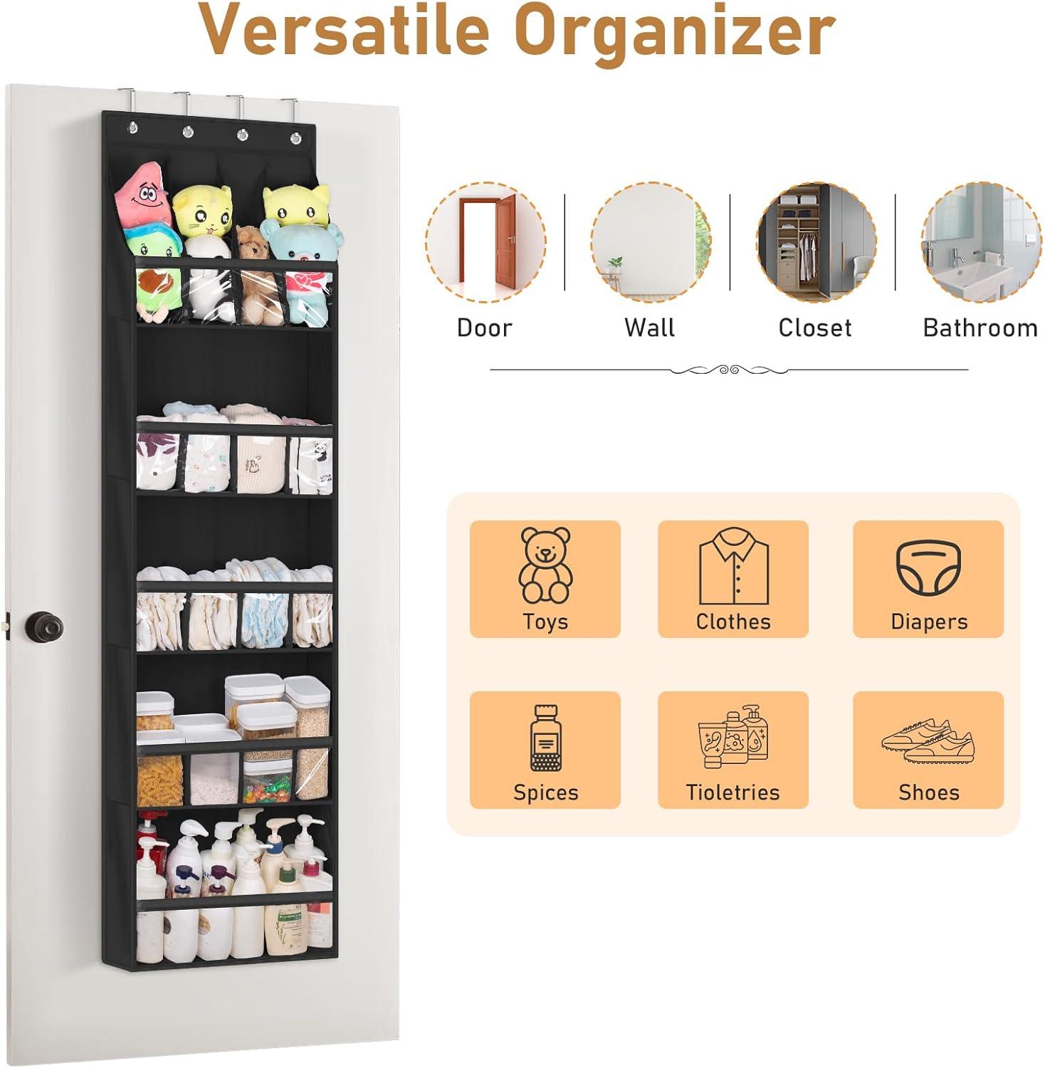 imageMISSLO 20 Pairs Over the Door Shoe Organizer for Closet Narrow Hanging Shoe Rack for Door Hanger Deep Pocket Door Shoe Holder Storage for Boots Size 13 Sneakers BlackBlack