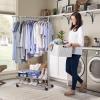 imageMISSLO 2 Shelves Clothing Racks for Hanging Clothes Hanger Rack Rolling Garment Rack Heavy Duty Metal Wardrobe Rack Silver