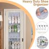 imageMISSLO 20 Pairs Over the Door Shoe Organizer for Closet Narrow Hanging Shoe Rack for Door Hanger Deep Pocket Door Shoe Holder Storage for Boots Size 13 Sneakers BlackGrey