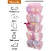 imageMISSLO 30 Large Pockets Dual Sided Hanging Shoe Organizer for Closet with Rotating Hanger Hanging Shoe Shelves GreyPink