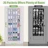 imageMISSLO 35 Clear Large Pockets Over The Door Shoe Organizer Sturdy Oxford Fabric Hanging Shoe Rack Closet Shoe Holder Hanger WhiteGray