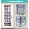 imageMISSLO 35 Large Pockets Over The Door Shoe Organizer Sturdy Oxford Fabric Hanging Shoe Rack for Door Mesh Closet Shoe Holder Hanger WhiteGrey