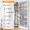 imageMISSLO 35 Large Pockets Over The Door Shoe Organizer Sturdy Oxford Fabric Hanging Shoe Rack for Door Mesh Closet Shoe Holder Hanger WhiteGrey