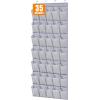 imageMISSLO 35 Large Pockets Over The Door Shoe Organizer Sturdy Oxford Fabric Hanging Shoe Rack for Door Mesh Closet Shoe Holder Hanger WhiteGrey