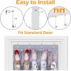 imageMISSLO 35 Large Pockets Over The Door Shoe Organizer Sturdy Oxford Fabric Hanging Shoe Rack for Door Mesh Closet Shoe Holder Hanger WhiteGrey