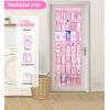 imageMISSLO 35 Large Pockets Over The Door Shoe Organizer Sturdy Oxford Fabric Hanging Shoe Rack for Door Mesh Closet Shoe Holder Hanger WhitePink