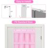 imageMISSLO 35 Large Pockets Over The Door Shoe Organizer Sturdy Oxford Fabric Hanging Shoe Rack for Door Mesh Closet Shoe Holder Hanger WhitePink