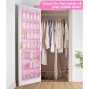 imageMISSLO 35 Large Pockets Over The Door Shoe Organizer Sturdy Oxford Fabric Hanging Shoe Rack for Door Mesh Closet Shoe Holder Hanger WhitePink