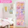 imageMISSLO 35 Large Pockets Over The Door Shoe Organizer Sturdy Oxford Fabric Hanging Shoe Rack for Door Mesh Closet Shoe Holder Hanger WhitePink