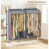 imageMISSLO 35quot Clear Garment Bags for Hanging Clothes Fully Enclosed Coat Covers for Closet Storage with Large Clear Window and 3 Zippers Rack not included 2 Packs43 inches