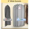 imageMISSLO 4quot Gusseted Garment Bags for Hanging Clothes 65quot Dress Bags for Gowns Long Waterproof Dress Cover for Closet Hanging Clothes Storage Bag 3 PacksGray