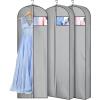 imageMISSLO 4quot Gusseted Garment Bags for Hanging Clothes 65quot Dress Bags for Gowns Long Waterproof Dress Cover for Closet Hanging Clothes Storage Bag 3 PacksGray
