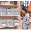 imageMISSLO 6 Pack Closet Storage Bins for Shelves with Label Holders Linen Closet Storage Basket for Organizing Clothes Organizers NonMetal Fabric Storage Bin Organizer Gray