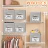 imageMISSLO 6 Pack Closet Storage Bins for Shelves with Label Holders Linen Closet Storage Basket for Organizing Clothes Organizers NonMetal Fabric Storage Bin Organizer Gray
