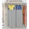 imageMISSLO 65quot Foldable Garment Bags for Hanging Clothes Travel Waterproof Dress Bags for Gowns Long for Closet Storage Dress Protector Bag for Gowns Suits Coats Grey 2 Packs65 inch