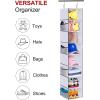 imageMISSLO 8Shelf Hanging Shoe Organizer Clothes Closet Organizers and Storage Shelves Hat Holder with Large Shelf and Side Mesh Pockets for Hats Handbags Kid Sweater GreyWhite