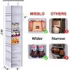 imageMISSLO 8Shelf Hanging Shoe Organizer Clothes Closet Organizers and Storage Shelves Hat Holder with Large Shelf and Side Mesh Pockets for Hats Handbags Kid Sweater GreyWhite