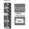imageMISSLO 8Shelf Hanging Shoe Organizer Clothes Closet Organizers and Storage Shelves Hat Holder with Large Shelf and Side Mesh Pockets for Hats Handbags Kid Sweater GreyGrey