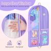 imageMISSLO All Clear Garment Bags for Dance Costumes Hanging Dance Garment Bags for Dancers with 3 Zippered Pockets Plastic Cheer Uniform Garment Bag 3 PacksPurple