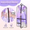 imageMISSLO All Clear Garment Bags for Dance Costumes Hanging Dance Garment Bags for Dancers with 3 Zippered Pockets Plastic Cheer Uniform Garment Bag 3 PacksClear
