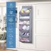 imageMISSLO Door Shoe Rack with Deep Pockets for 12 Pairs of Shoe Organizer Over the Door Hanger for Closet and Dorm Narrow Storage GreyGrey