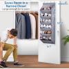 imageMISSLO Door Shoe Rack with Deep Pockets for 12 Pairs of Shoe Organizer Over the Door Hanger for Closet and Dorm Narrow Storage GreyGrey