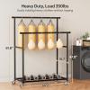 imageMISSLO Double Rods Garment Rack Heavy Duty Clothing Rack for Hanging Clothes Portable Clothes Organizer for Bedroom Living Room Clothing Store Black with wheelsBlack with wheels