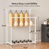 imageMISSLO Double Rods Garment Rack Heavy Duty Clothing Rack for Hanging Clothes Portable Clothes Organizer for Bedroom Living Room Clothing Store Black with wheelsWhite