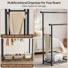 imageMISSLO Double Rods Garment Rack Heavy Duty Clothing Rack for Hanging Clothes Portable Clothes Organizer for Bedroom Living Room Clothing Store Black with wheelsMatte Black