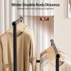 imageMISSLO Double Rods Garment Rack Heavy Duty Clothing Rack for Hanging Clothes Portable Clothes Organizer for Bedroom Living Room Clothing Store Black with wheelsMatte Black