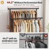 imageMISSLO Double Rods Garment Rack Heavy Duty Clothing Rack for Hanging Clothes Portable Clothes Organizer for Bedroom Living Room Clothing Store Black with wheelsMatte Black