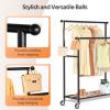 imageMISSLO Double Rods Garment Rack Heavy Duty Clothing Rack for Hanging Clothes Portable Clothes Organizer for Bedroom Living Room Clothing Store Black with wheelsBlack with wheels