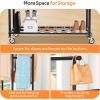 imageMISSLO Double Rods Garment Rack Heavy Duty Clothing Rack for Hanging Clothes Portable Clothes Organizer for Bedroom Living Room Clothing Store Black with wheelsBlack with wheels