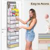 imageMISSLO Full Clear PVC Over the Door Organizer Hanging Closet Storage with 5 Large Pockets and 3 Top Plastic Pouches for Pantry Bathroom Bedroom to Store Clothes Diapers