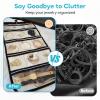 imageMISSLO Hanging Jewelry Organizer Travel Foldable Jewelry Roll Storage Case with 14 Cotton Zippered Pockets for Traveling Closet Suitcase