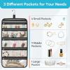 imageMISSLO Hanging Jewelry Organizer Travel Foldable Jewelry Roll Storage Case with 14 Cotton Zippered Pockets for Traveling Closet Suitcase