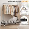 imageMISSLO Heavy Duty Clothing Rack with Wheels Rolling Clothes Racks for Hanging Clothes Coats Garment Dress BlackBlack