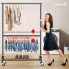 imageMISSLO Heavy Duty Clothing Racks for Hanging Clothes Rack Double Rod Garment Rack Rolling Closet Wardrobe Rack on Wheels Metal Adjustable BlackBlack