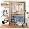 imageMISSLO Heavy Duty Clothing Racks for Hanging Clothes Rack Double Rod Garment Rack Rolling Closet Wardrobe Rack on Wheels Metal Adjustable BlackBlack