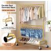 imageMISSLO Heavy Duty Clothing Racks for Hanging Clothes Rack Double Rod Garment Rack Rolling Closet Wardrobe Rack on Wheels Metal Adjustable BlackGold