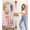 imageMISSLO Heavy Duty Clothing Racks for Hanging Clothes Rack Double Rod Garment Rack Rolling Closet Wardrobe Rack on Wheels Metal Adjustable BlackPink