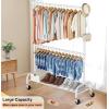imageMISSLO Heavy Duty Clothing Racks for Hanging Clothes Rack Double Rod Garment Rack Rolling Closet Wardrobe Rack on Wheels Metal Adjustable BlackWhite