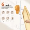 imageMISSLO Heavy Duty Coat Rack Freestanding 4 Adjustable Size Coat Tree with Stable Wood Base Coat Hanger Stand with 6 Hooks Standing Clothes Tree for Bedroom BlackWhite