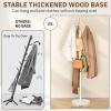 imageMISSLO Heavy Duty Coat Rack Freestanding 4 Adjustable Size Coat Tree with Stable Wood Base Coat Hanger Stand with 6 Hooks Standing Clothes Tree for Bedroom BlackWhite