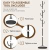 imageMISSLO Heavy Duty Coat Rack Freestanding 4 Adjustable Size Coat Tree with Stable Wood Base Coat Hanger Stand with 6 Hooks Standing Clothes Tree for Bedroom BlackBlack