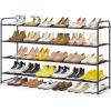 imageMISSLO Long 3 Tier Shoe Rack for Closet Shoe Organizer Storage Stackable Wide Shoe Shelf Holds 24 Pairs of Men Sneakers Women Heels Boots GreyBlack