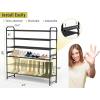 imageMISSLO Long 3 Tier Shoe Rack for Closet Shoe Organizer Storage Stackable Wide Shoe Shelf Holds 24 Pairs of Men Sneakers Women Heels Boots GreyBlack