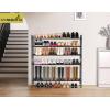 imageMISSLO Long 3 Tier Shoe Rack for Closet Shoe Organizer Storage Stackable Wide Shoe Shelf Holds 24 Pairs of Men Sneakers Women Heels Boots GreyBlack